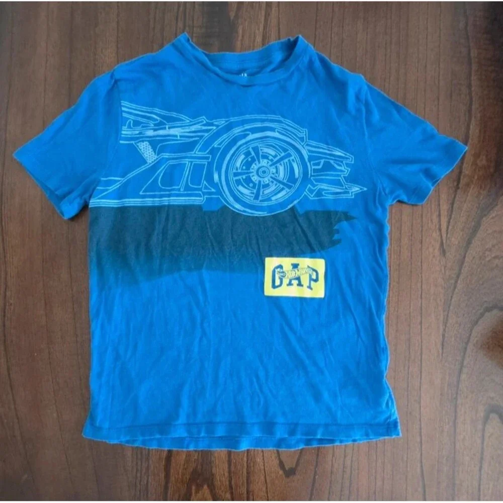 Gap x Hot Wheels Boys XL 12 Blue Graphic T-Shirt Car Racing 2024